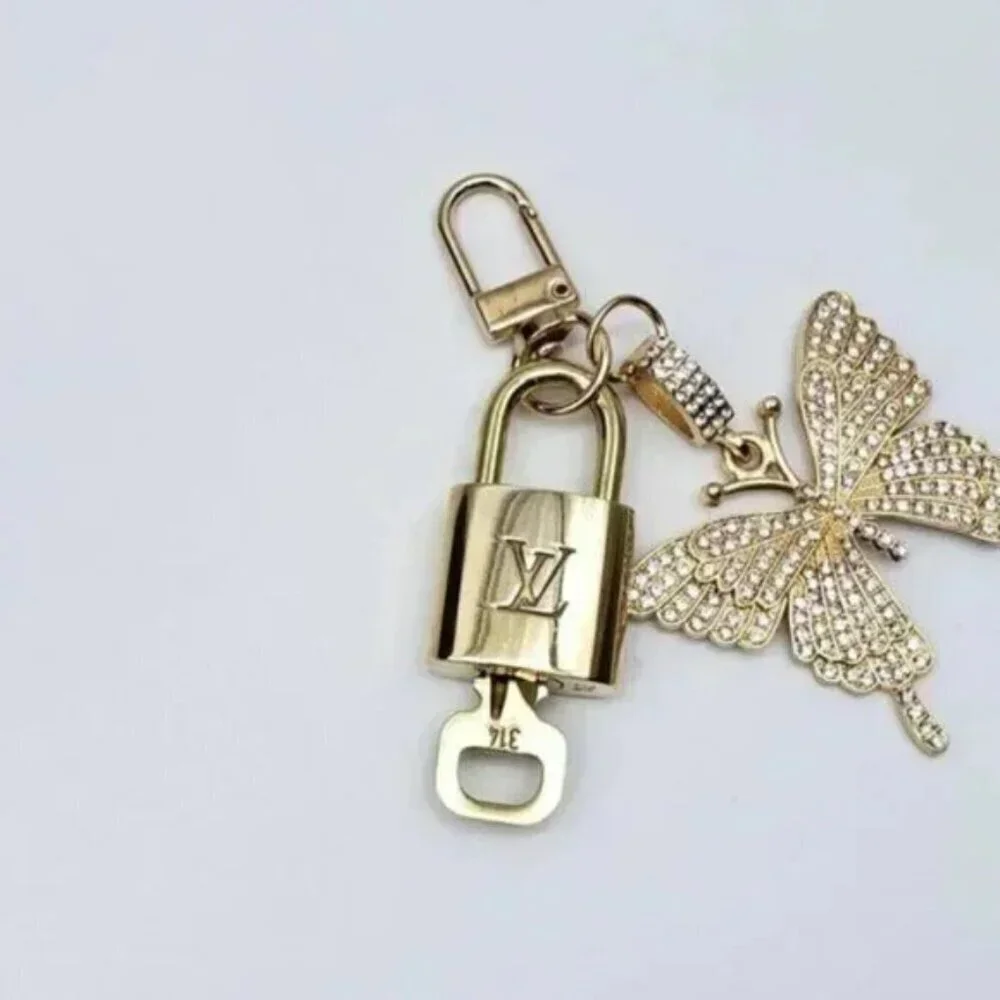 Louis Vuitton Gold Lock 🔒 Authentic LV Key + Unbranded Butterfly Bag Charm